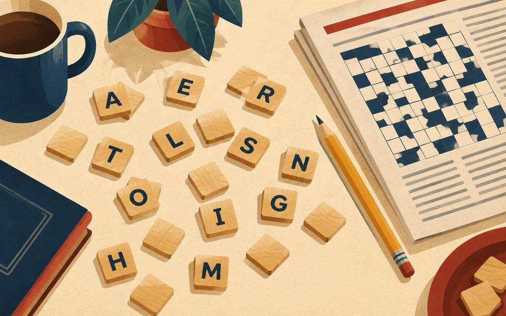Fichas de letras sobre una mesa